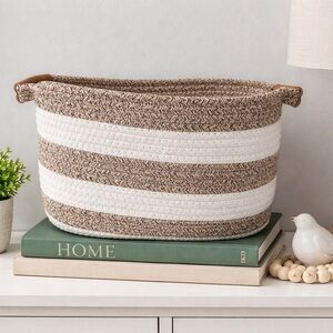 Brown and White Woven Basket